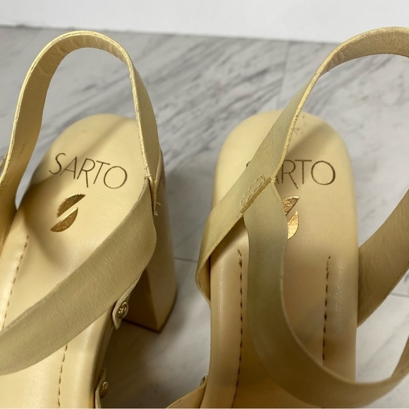 Franco Sarto Wally Yellow Leather Platform Heeled Sandal 9M - Picture 12 of 14